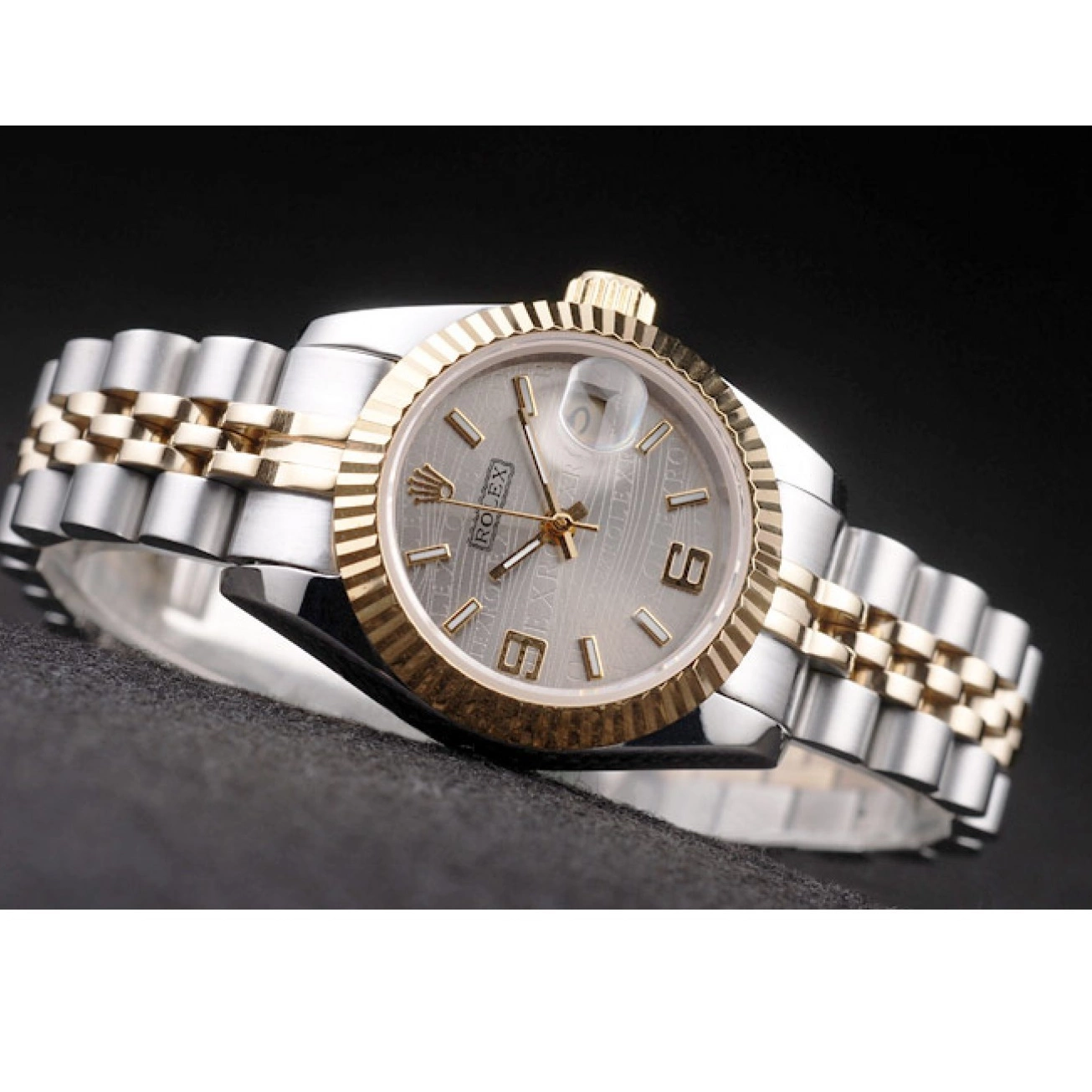 Aaa replica watch Gold Steel Stainless Plated Two Yellow Rolex Datejust Tone 98078 0821
